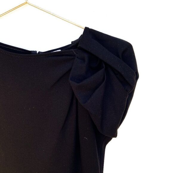 NWT Armani Collezioni Black One Puff Shoulder Black Below Knee Dress Retail $895 - Picture 2 of 11